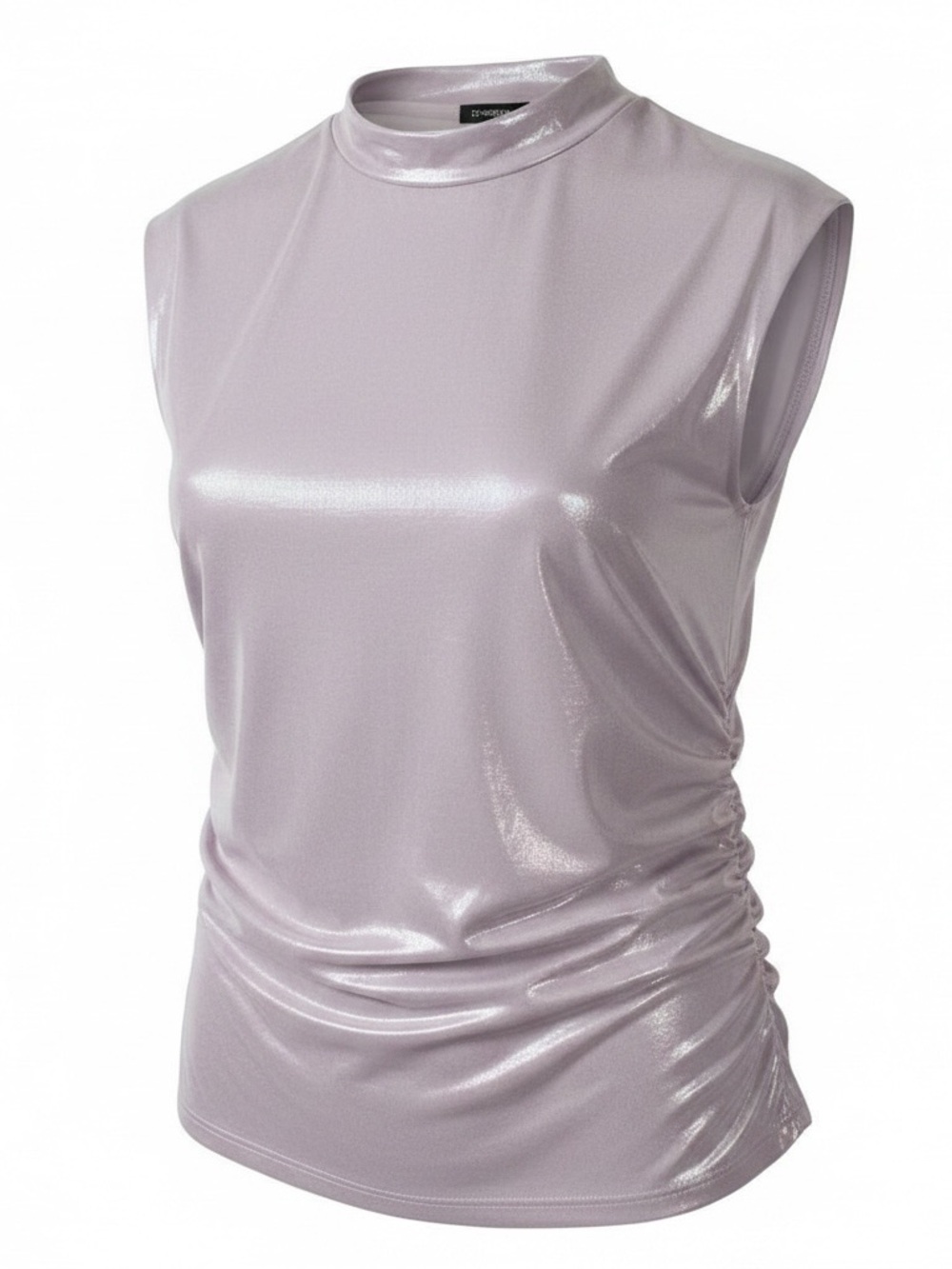 Express Metallic Champagne Mock Neck Tank